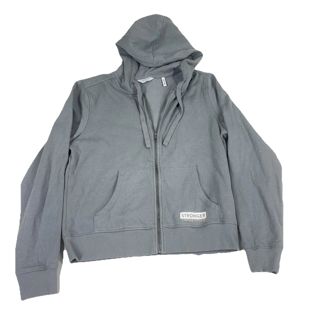 Peloton Hoodie Womens Medium Gray Full Zip Stronger Together Logo Fleece Graphic